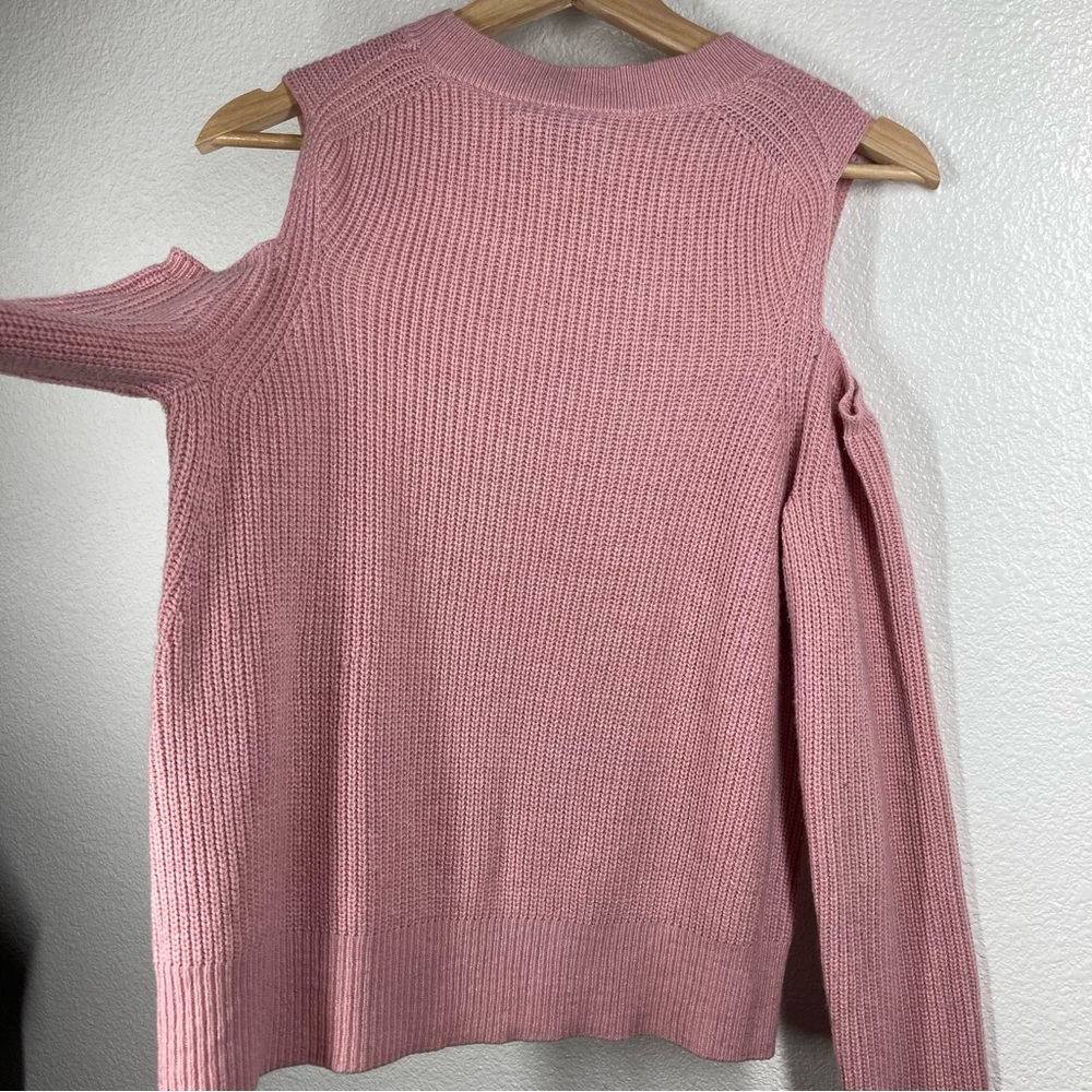 Lucky Brand Cold Shoulder Pullover Wool Sweater XS pink Boho - Picture 8 of 16